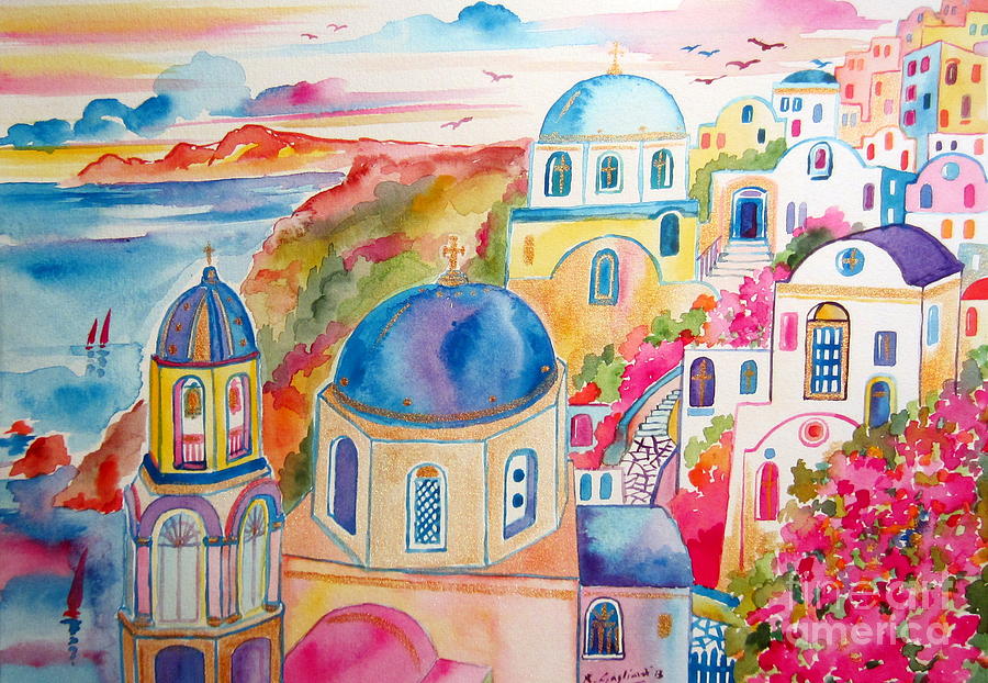 Santorini dream Painting by Roberto Gagliardi