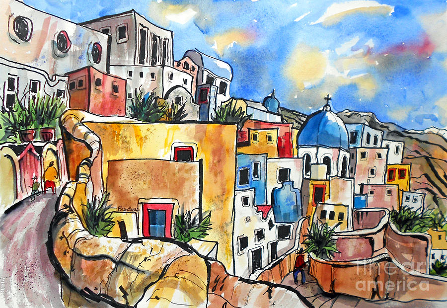 Santorini Greece Painting by Terry Banderas