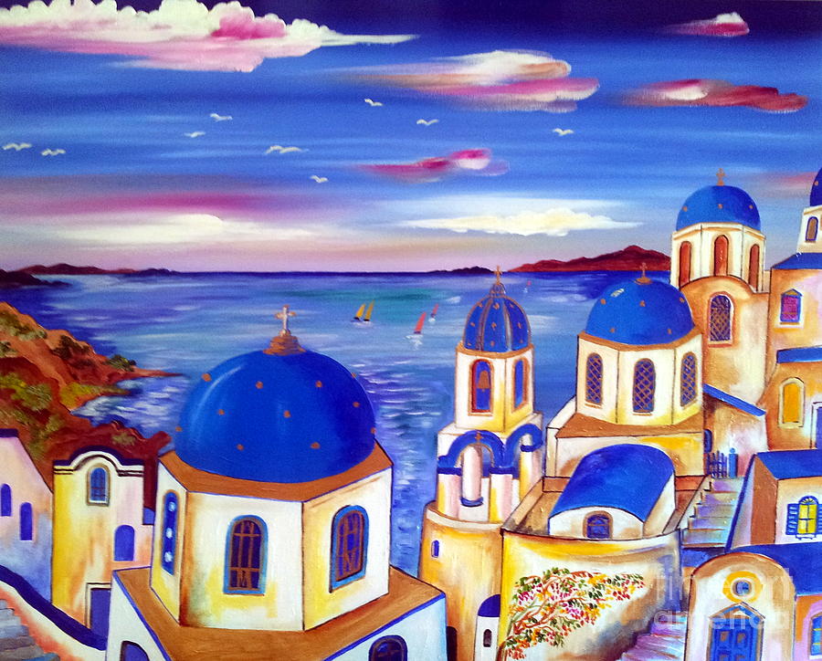 Santorini is my dream Painting by Roberto Gagliardi