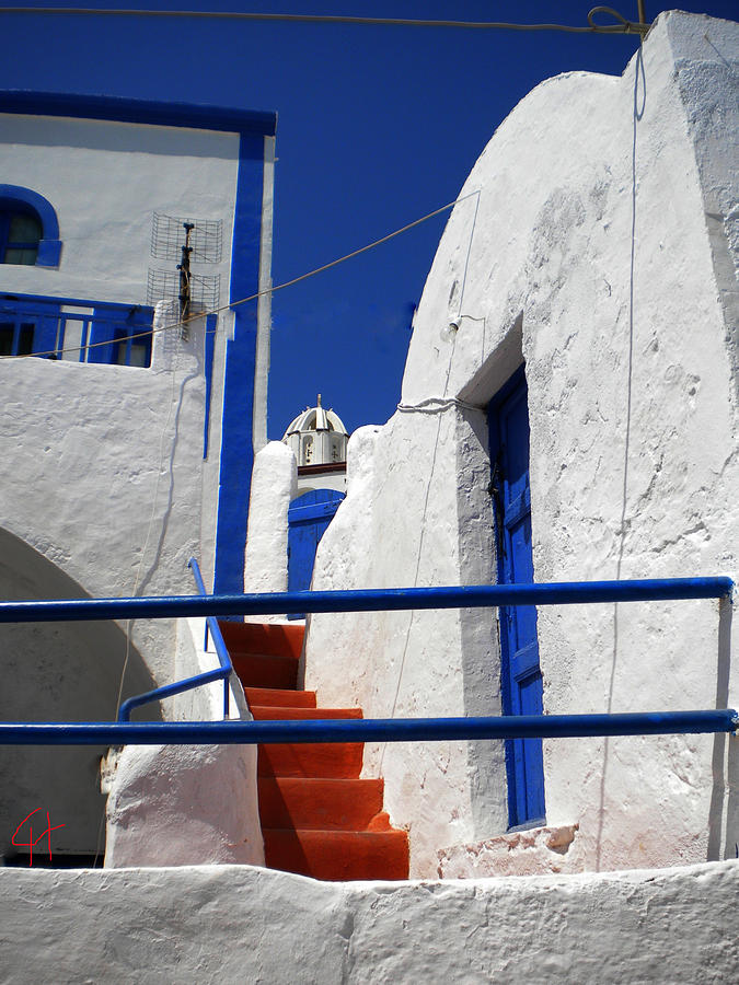 Summer Photograph - Santorini  Island Blue and White by Colette V Hera Guggenheim