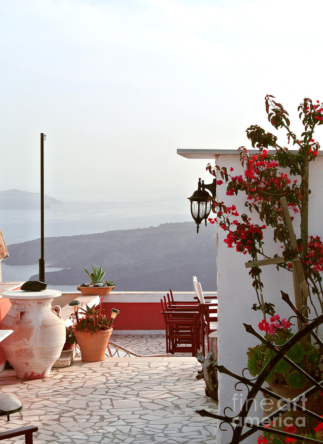 Flower Photograph - Santorini Terrace by Sarah Christian