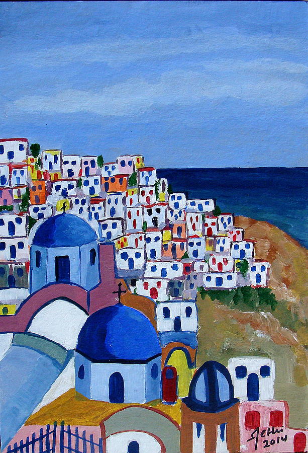 Santorini View-3 Painting by Fethi Canbaz - Fine Art America