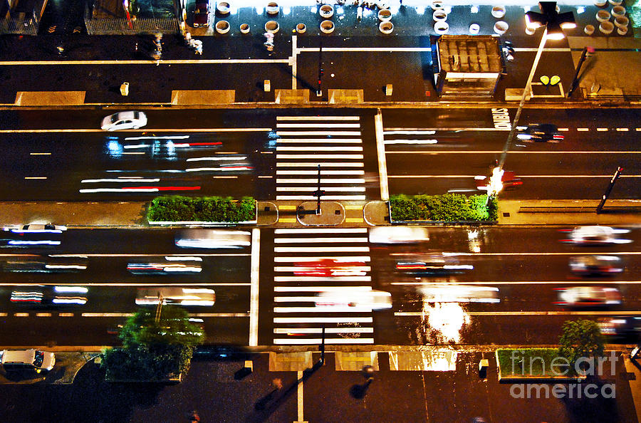 Car Photograph - Sao Paulo - Busy Traffic - Paulista Avenue by Carlos Alkmin