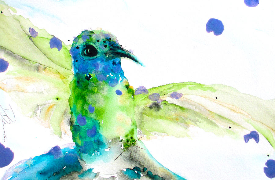 Hummingbird Painting - Sapphire by Dawn Derman