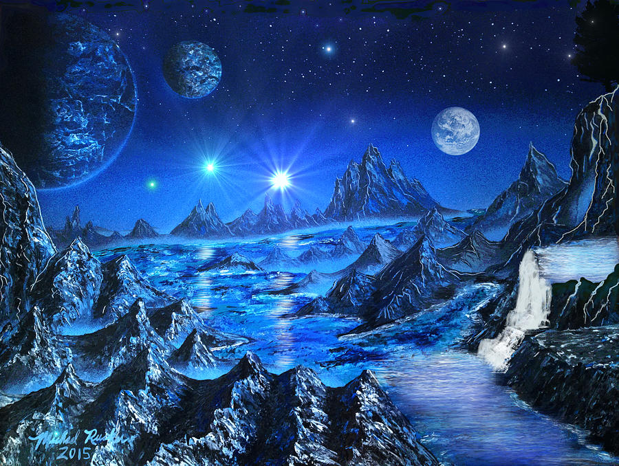 Sapphire Planet Painting by Michael Rucker