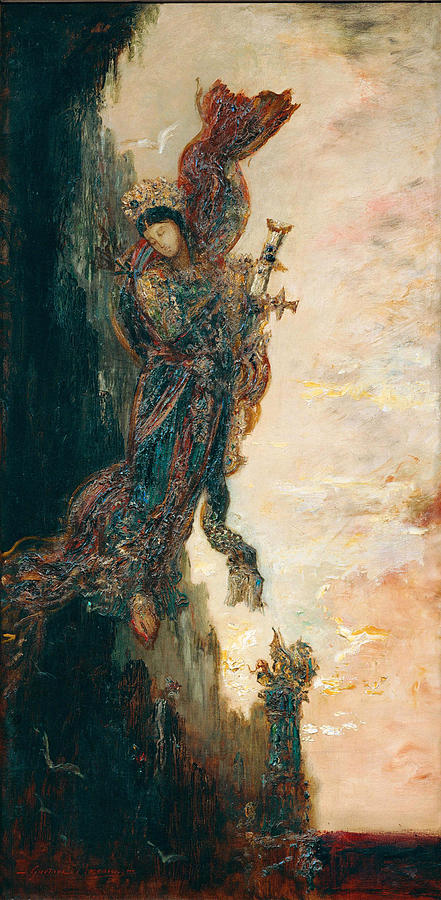 Sappho falling Painting by Gustave Moreau