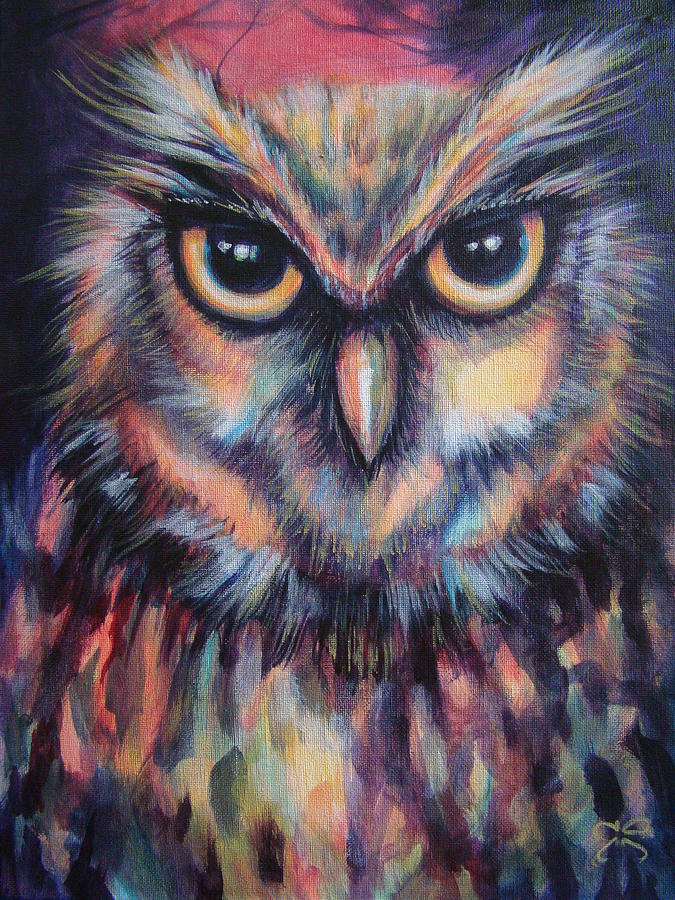 Sara's Owl Painting by Jack No War