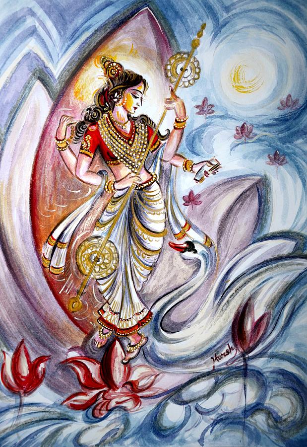 Music Painting - Saraswati by Harsh Malik