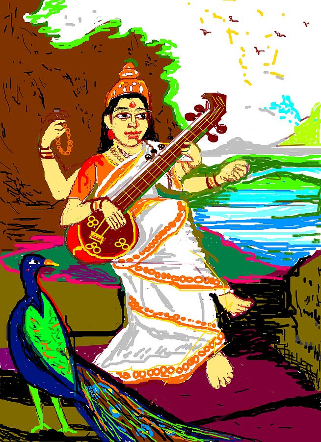 Illustration of Goddess Saraswati by Ramesh Thakur on Dribbble