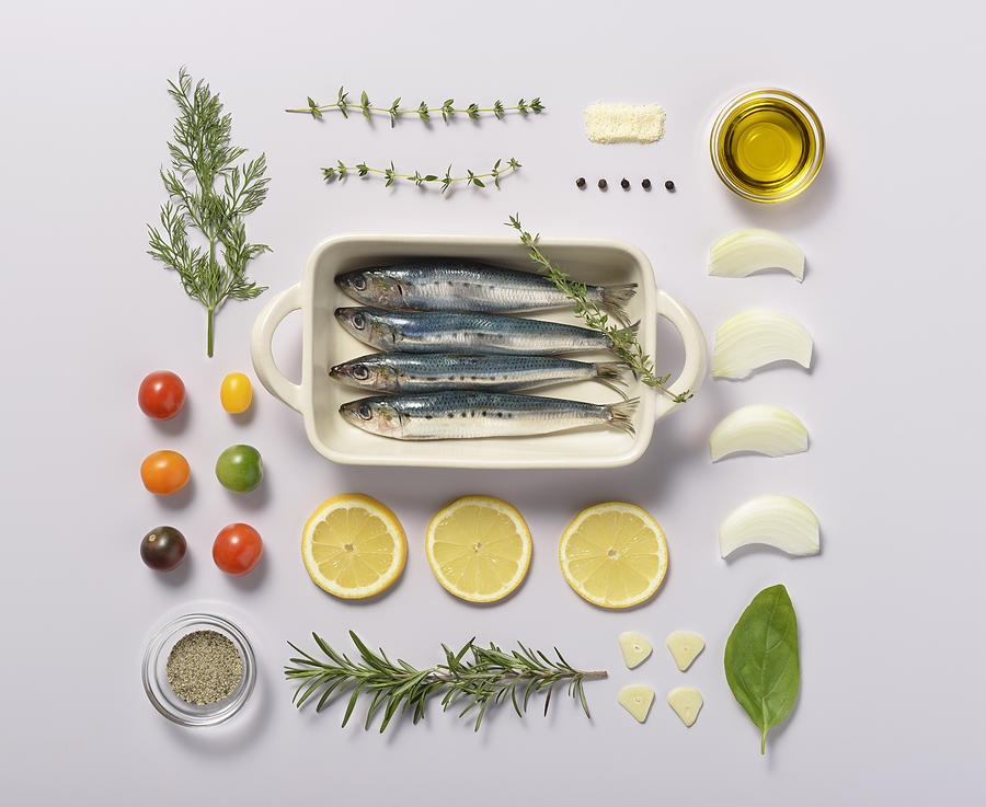 Sardine oven grill Knolling style Photograph by Yagi Studio