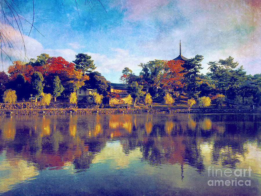 Sarusawa Pond and Five-Storied Pagoda at Kofuku-ji in Nara Japan Photograph by Beverly Claire Kaiya