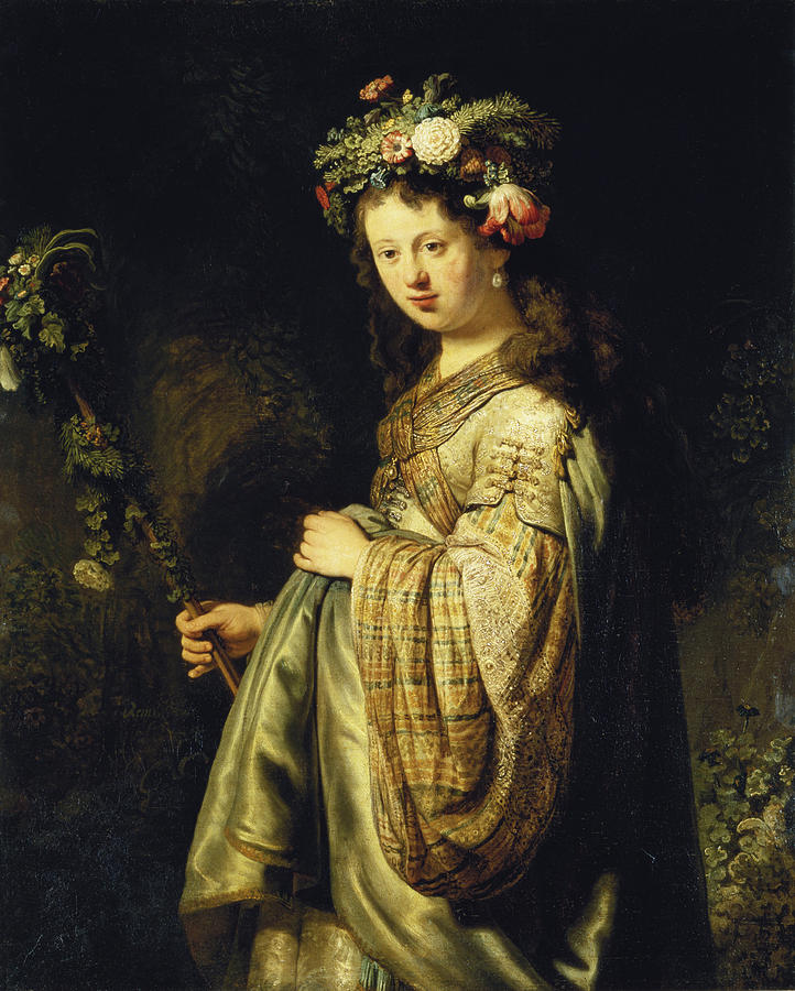 Saskia As Flora Painting by Celestial Images