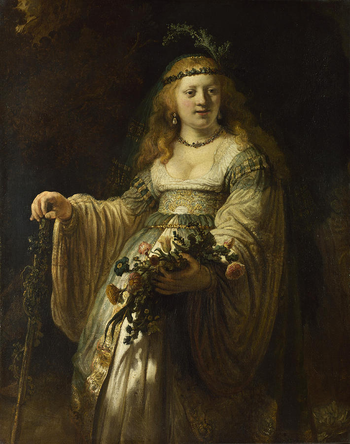 Saskia van Uylenburgh in Arcadian Costume Painting by Rembrandt