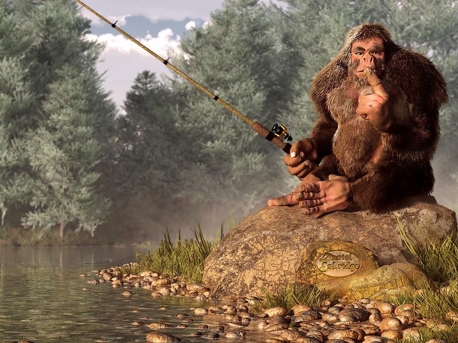 Sasquatch Goes Fishing Digital Art by Daniel Eskridge