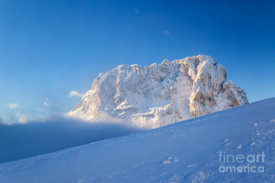 Sassolungo mountain peak in winter - Dolomites - Italy Photograph by Matteo Colombo
