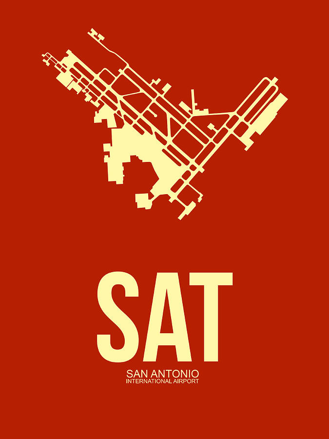 San Antonio Digital Art - SAT San Antonio Airport Poster 2 by Naxart Studio