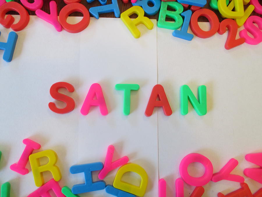 Satan Photograph - Satan - magnetic letters by David Lovins