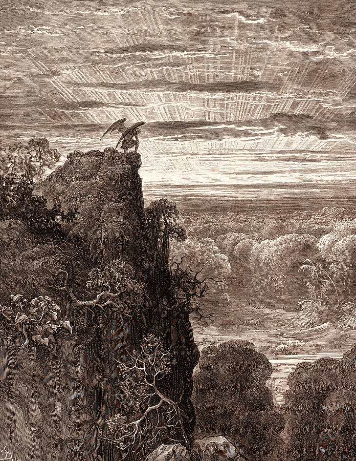 Gustave Dore Drawing - Satan Overlooking Paradise by Litz Collection