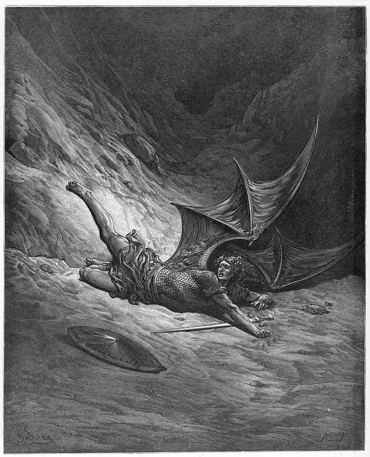 Satan, Shown As The Fallen Angel Drawing by Mary Evans Picture Library