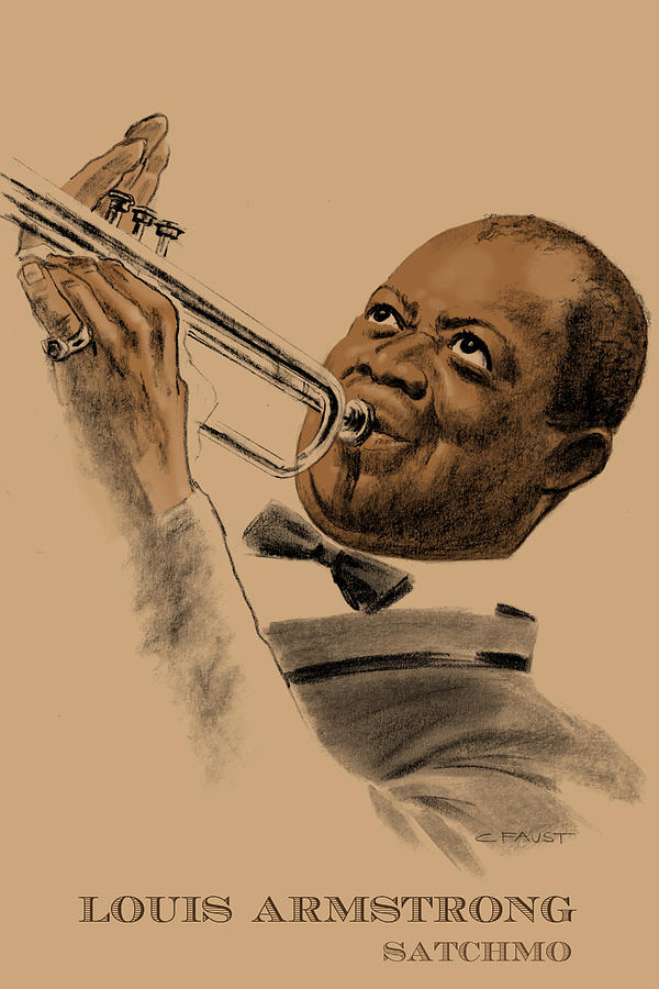 Satchmo Drawing by Clifford Faust