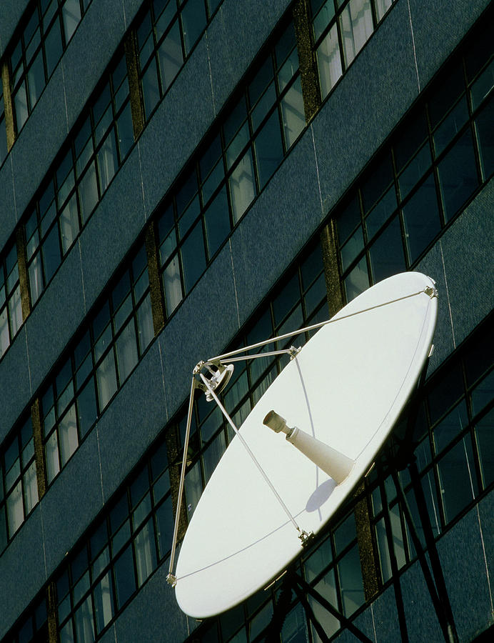 Satellite Dish Photograph - Satellite Dish Outside Tower Block In London by Alex Bartel/science Photo Library