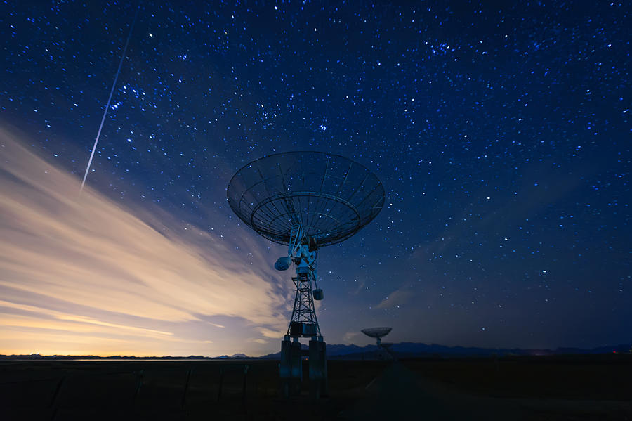 Satellite Dish Under A Starry Sky Photograph by Bjdlzx