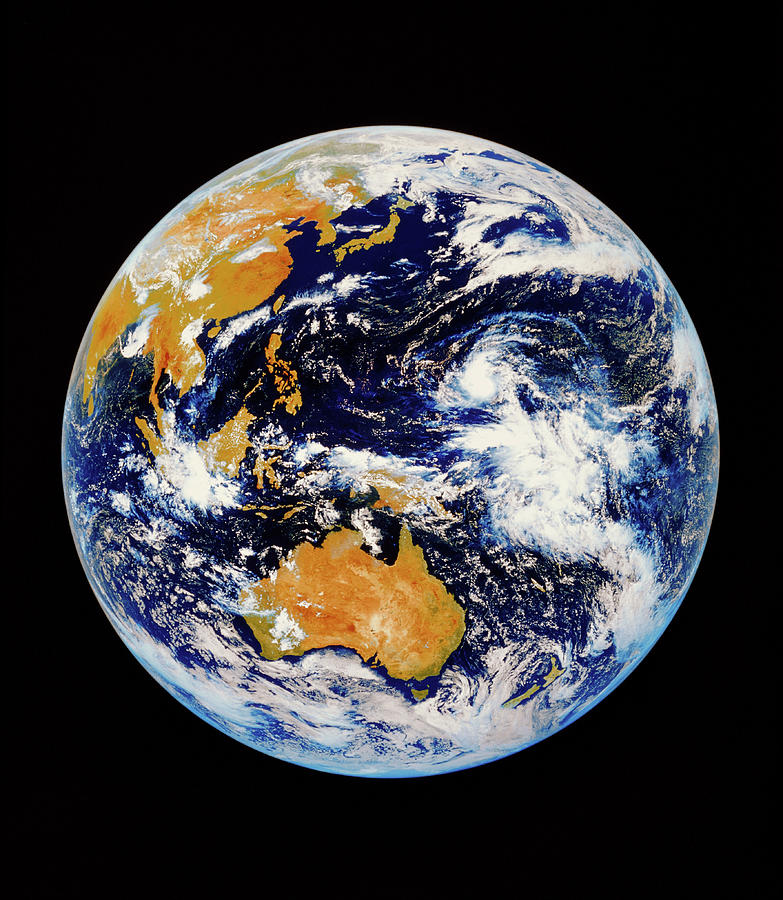 Round Shape Photograph - Satellite Image Of Australasia by Kevin A Horgan/science Photo Library