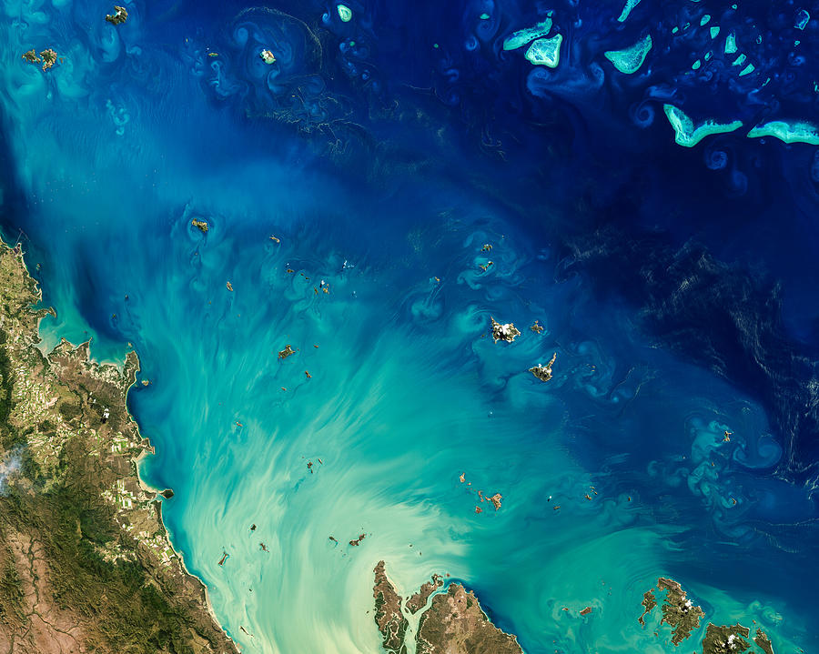Satellite image of Great Barrier Reef, Queensland Photograph by Satellite Earth Art