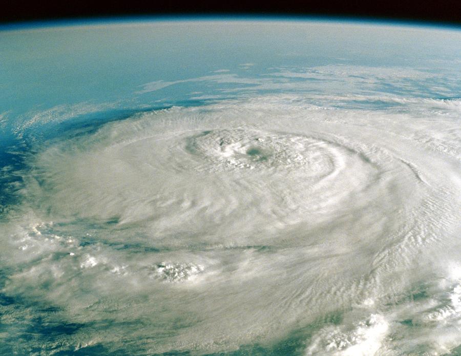 Satellite image of hurricane Photograph by Na