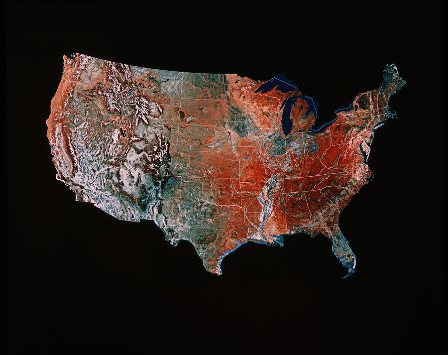 California Photograph - Satellite Image Of The Usa by Us Geological Survey/science Photo Library
