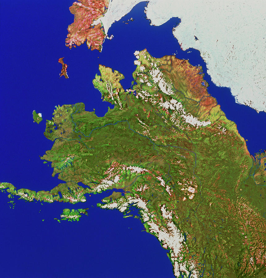 Satellite Mosaic Of Alaska Photograph by Worldsat International Inc./science Photo Library