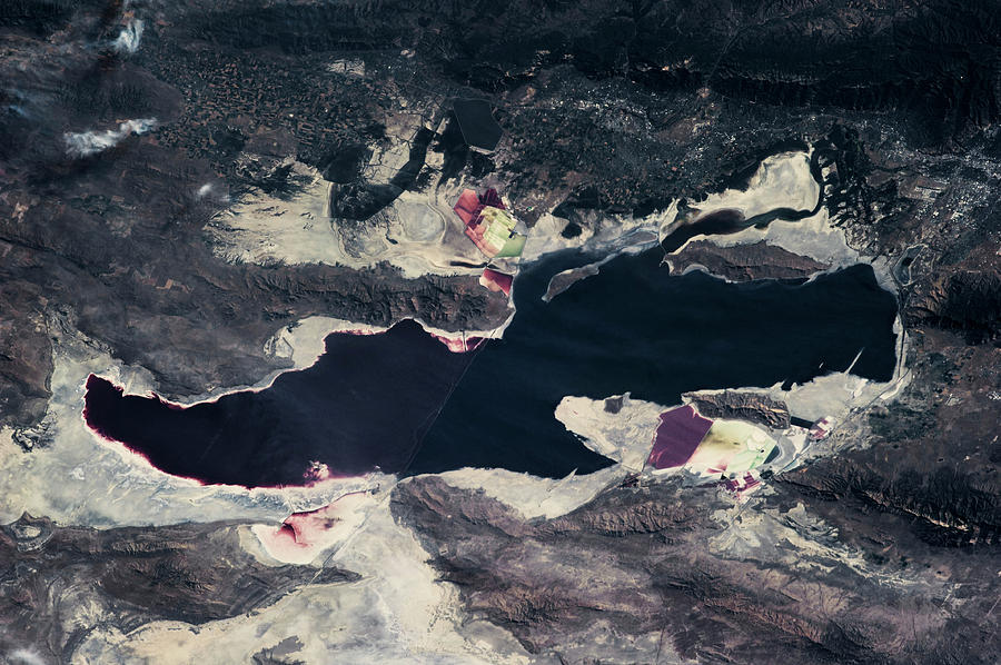 Satellite View Of Great Salt Lake Photograph by Panoramic Images Pixels