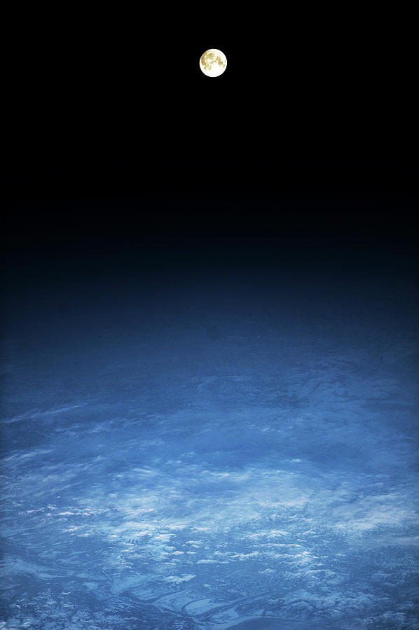 Satellite View Of Moon Over Earth Photograph by Panoramic Images
