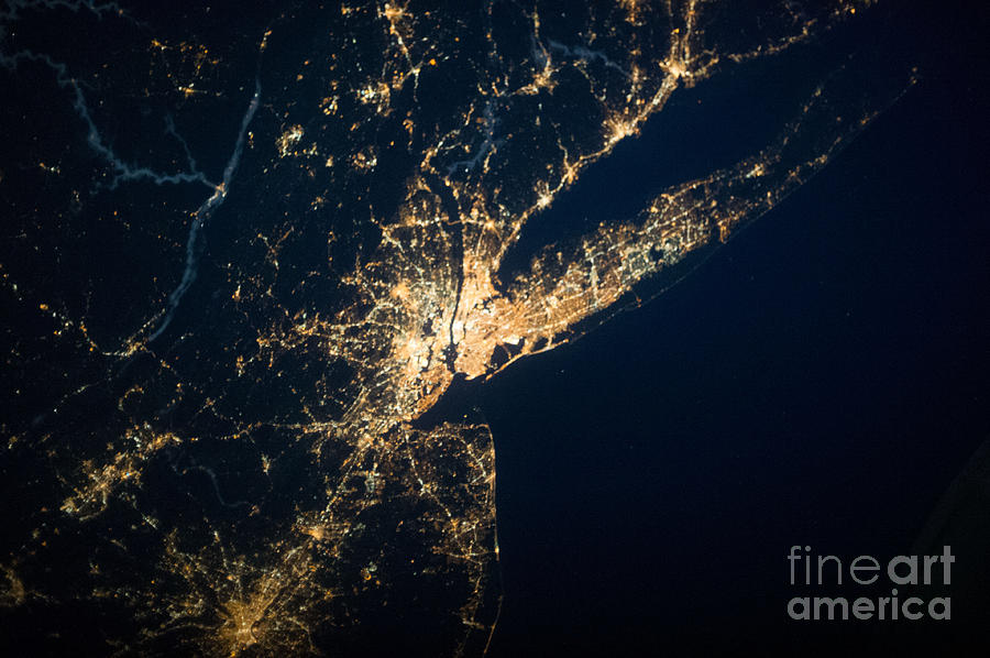 Satellite View Of New York City Photograph by Science Source