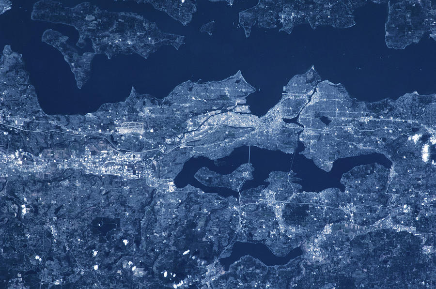 Satellite View Of Seattle Photograph by Panoramic Images