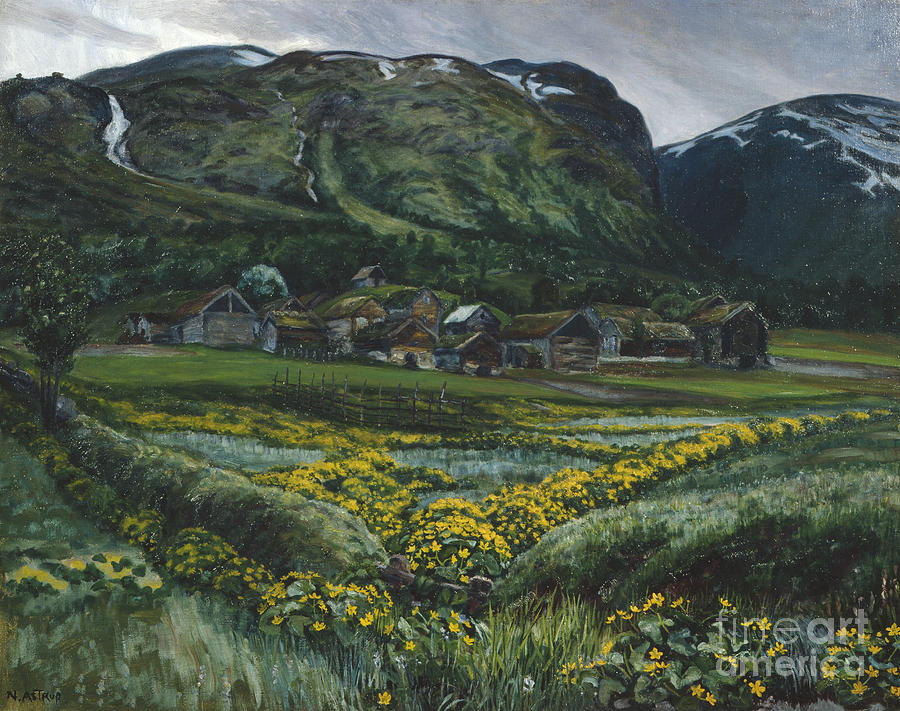 Saturday night and buttercups Painting by Nikolai Astrup