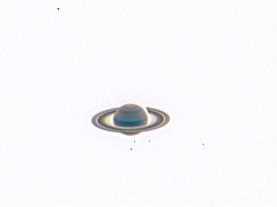 Saturn & Five Moons, Inverted Photograph by John Chumack
