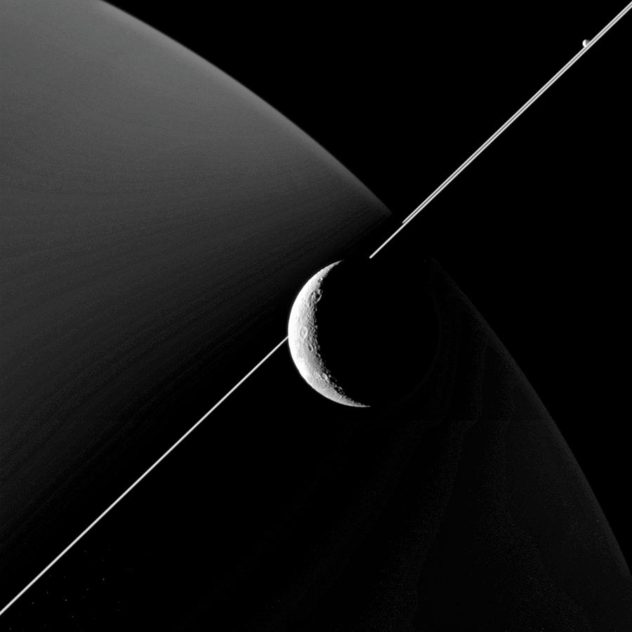 Saturn And Dione Photograph by Nasa/jpl-caltech/space Science Institute