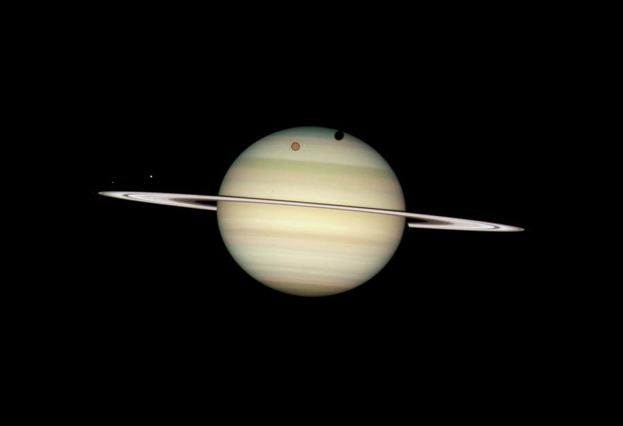 Saturn And Moon Transits Photograph by Nasa/esa/hubble Heritage Team (stsci/aura)/science Photo Library
