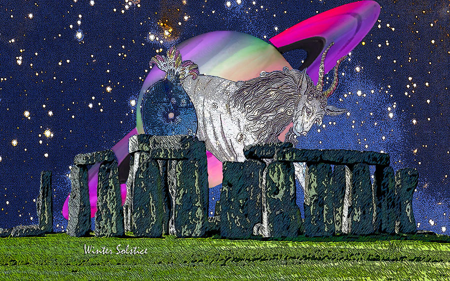 Saturn Capricorn Winter Solstice Stonehenge Digital Art by Michele Avanti