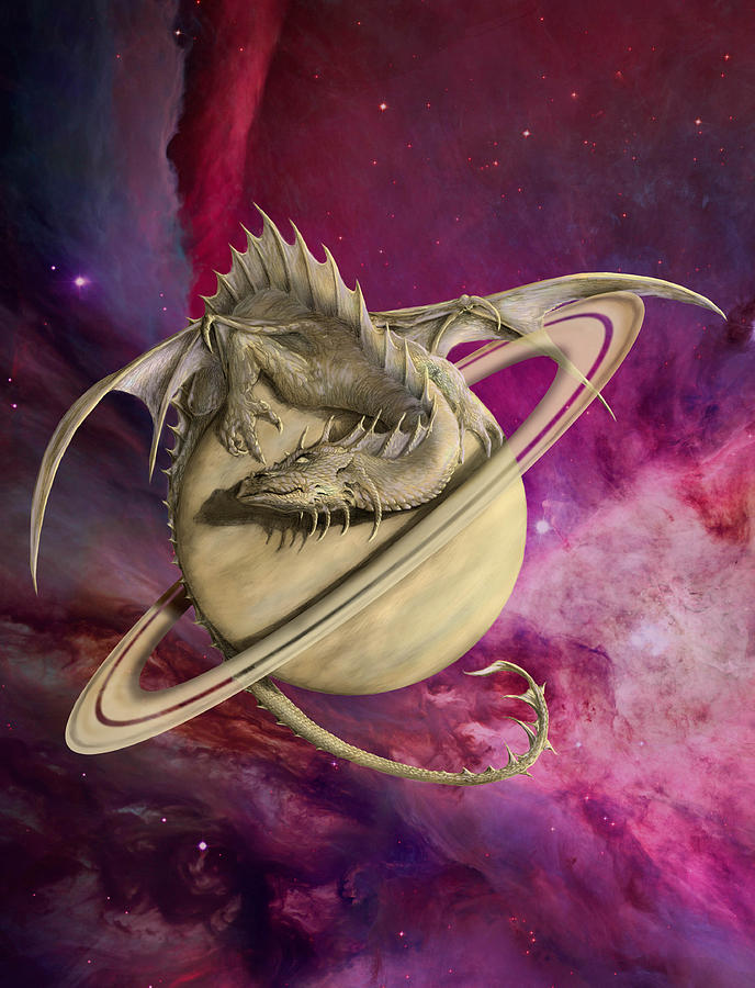 Dragon Digital Art - Saturn Dragon by Rob Carlos