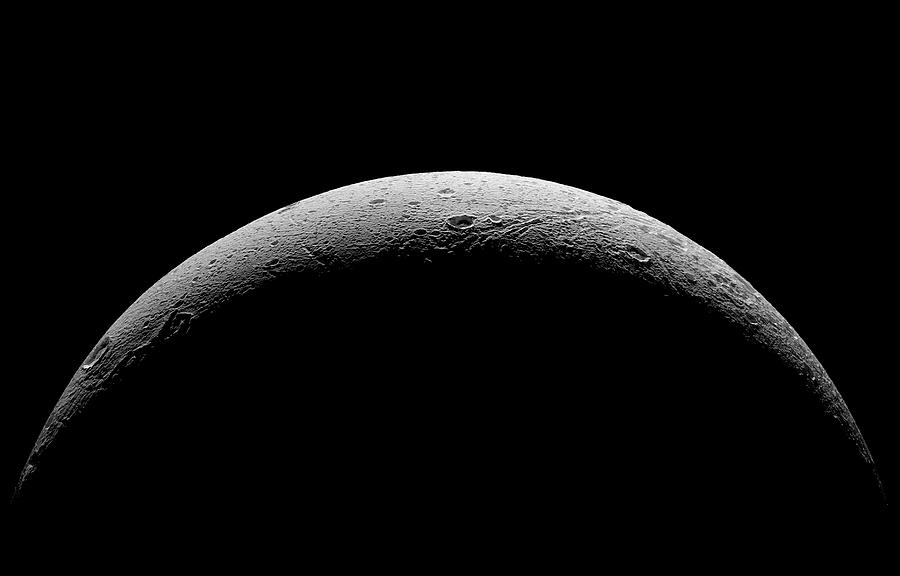 Saturns Moon Dione Photograph by Nasa/jpl-caltech/space Science Institute/science Photo Library