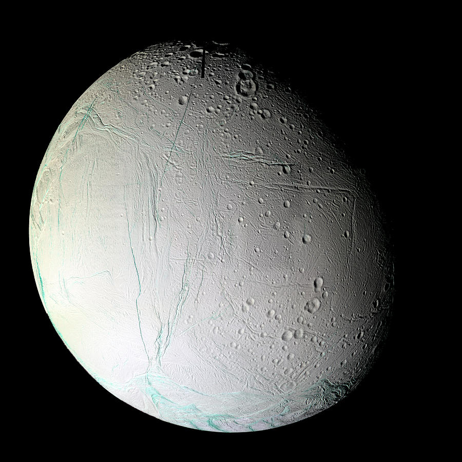 Saturns Moon Enceladus Photograph by Nasa/jpl/ssi/science Photo Library