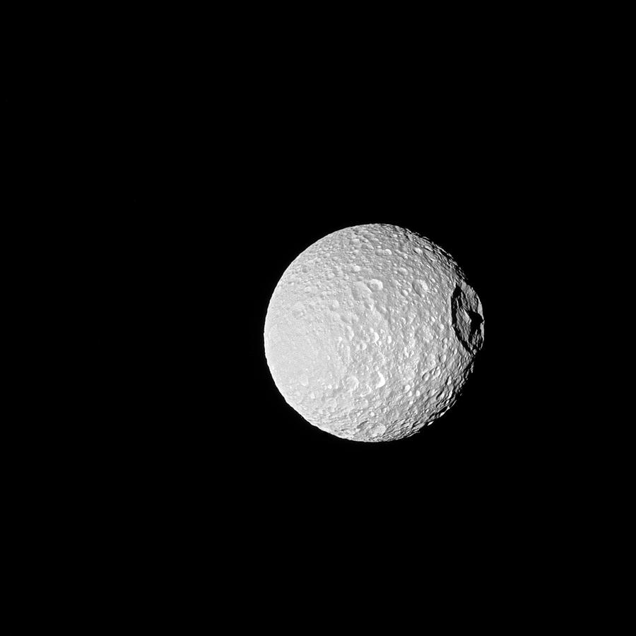 Saturns Moon Mimas Photograph by Nasa/jpl-caltech/space Science Institute/science Photo Library