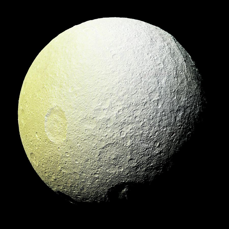 Saturns Moon Tethys Photograph by Nasa/jpl-caltech/space Scienc