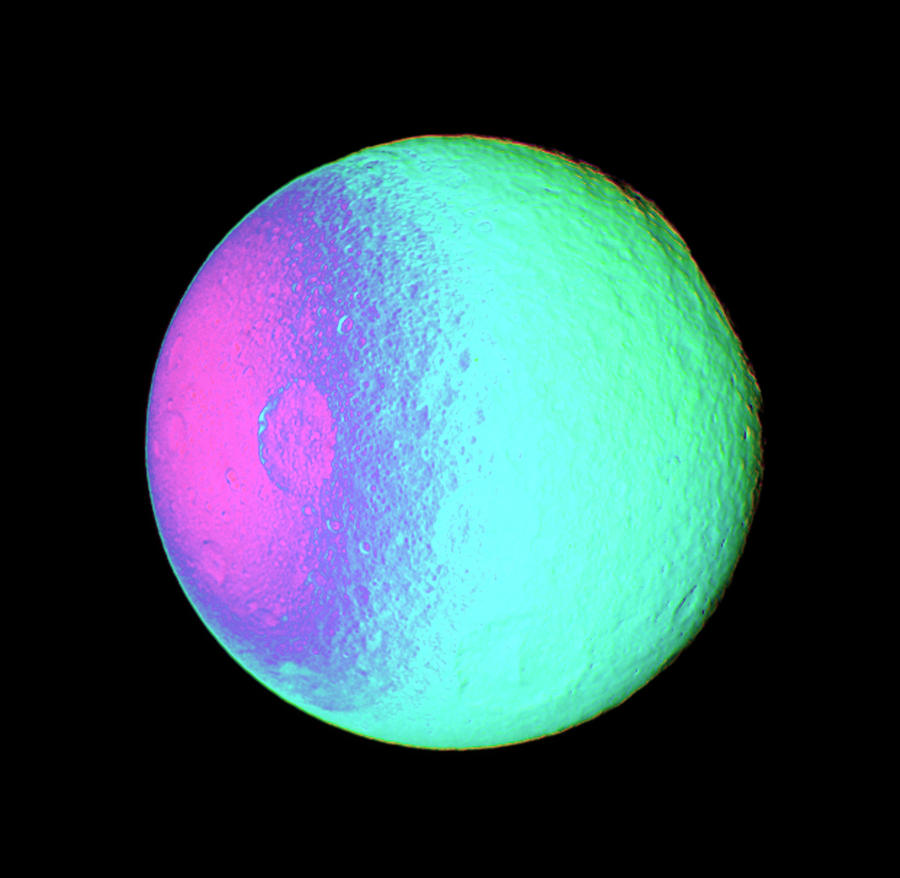 Saturn's Moon Tethys By Nasa/jpl/ssi/science Photo Library