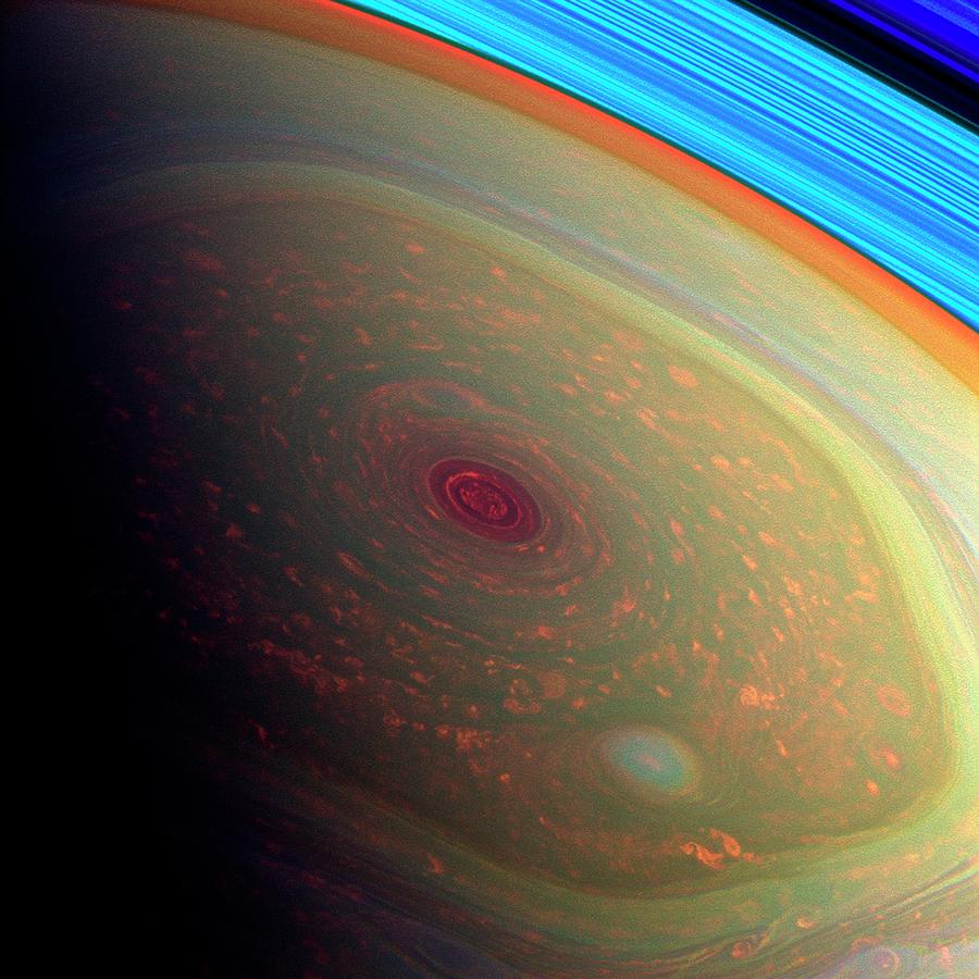 Space Photograph - Saturns North Polar Storm by Nasa