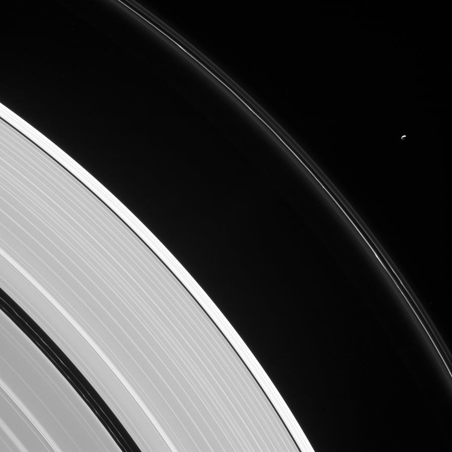 Saturns Rings And Pandora Photograph by Science Source