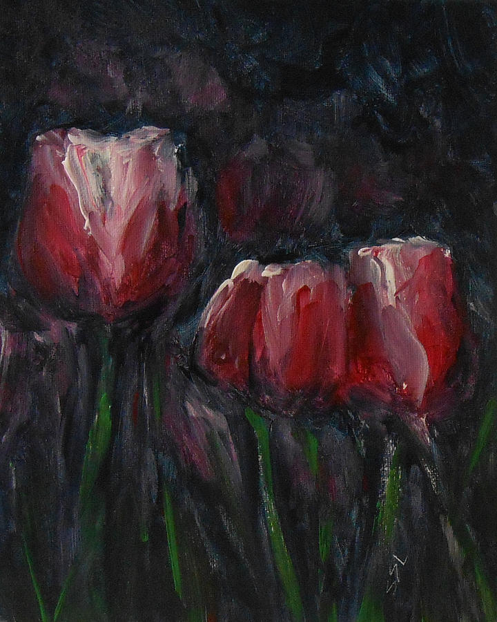 Saucy Tulips 2 Painting by Jane See