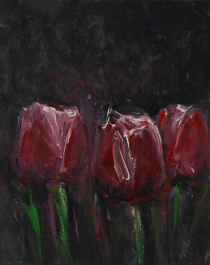 Saucy Tulips Painting by Jane See